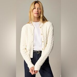 J. Crew Cream Cable Knit Button Cardigan